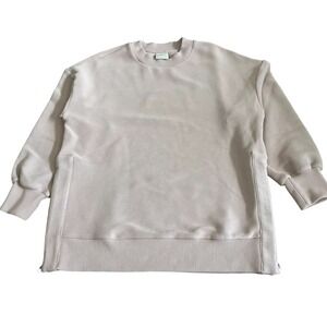 Varley Mae Boyfriend Sweat Ottoman Pullover XS Side Zip Oversized Top Oversized